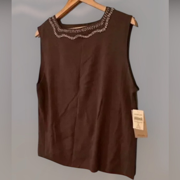Coldwater Creek Sweaters - Coldwater Creek Decorative Sweater Shell Size XL Brown NWT‎